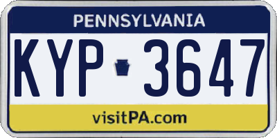 PA license plate KYP3647