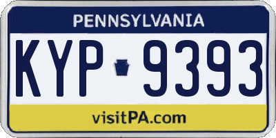 PA license plate KYP9393