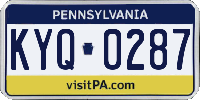 PA license plate KYQ0287