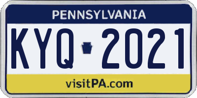 PA license plate KYQ2021