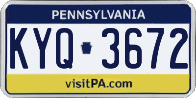 PA license plate KYQ3672
