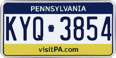 PA license plate KYQ3854