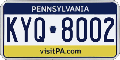 PA license plate KYQ8002