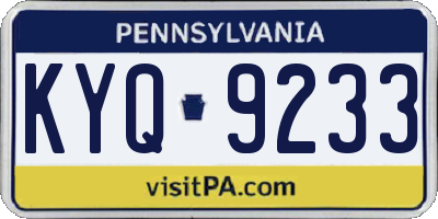 PA license plate KYQ9233
