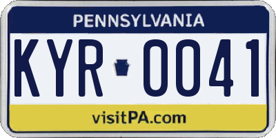 PA license plate KYR0041