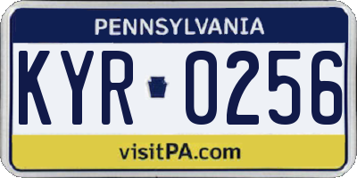 PA license plate KYR0256
