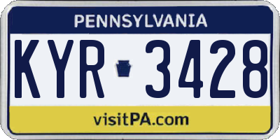 PA license plate KYR3428