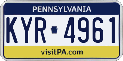 PA license plate KYR4961