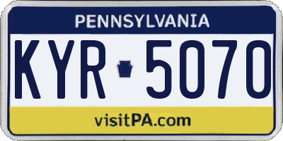 PA license plate KYR5070