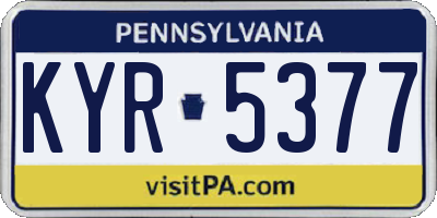 PA license plate KYR5377