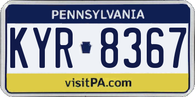 PA license plate KYR8367