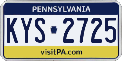 PA license plate KYS2725