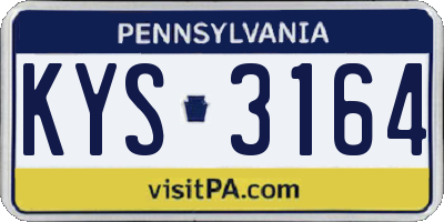 PA license plate KYS3164