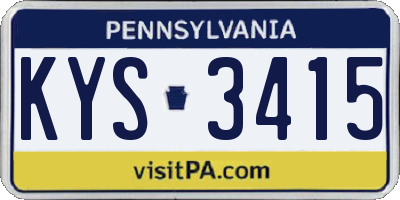 PA license plate KYS3415