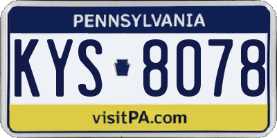 PA license plate KYS8078