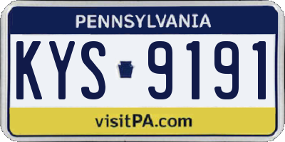 PA license plate KYS9191