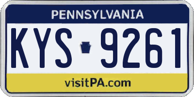 PA license plate KYS9261