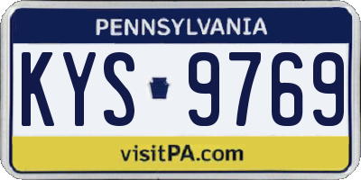 PA license plate KYS9769