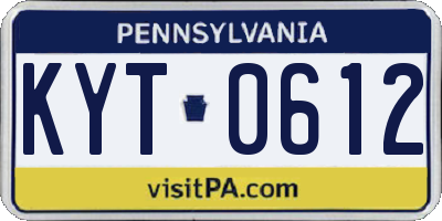 PA license plate KYT0612