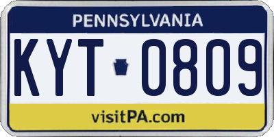 PA license plate KYT0809