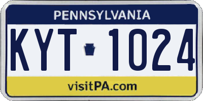 PA license plate KYT1024