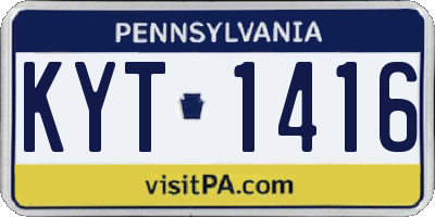 PA license plate KYT1416