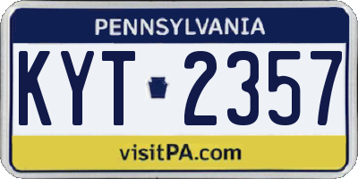 PA license plate KYT2357