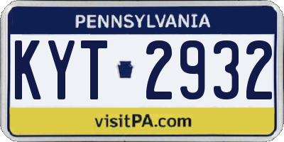 PA license plate KYT2932