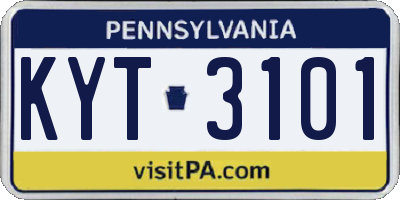 PA license plate KYT3101