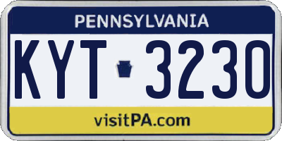PA license plate KYT3230