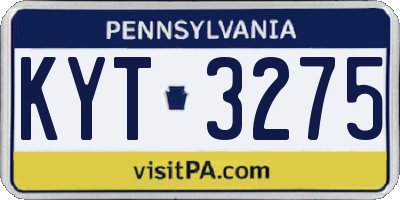 PA license plate KYT3275