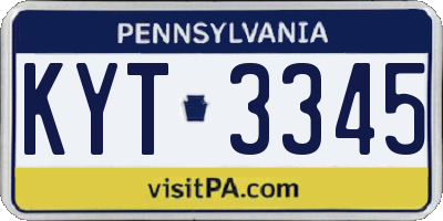PA license plate KYT3345