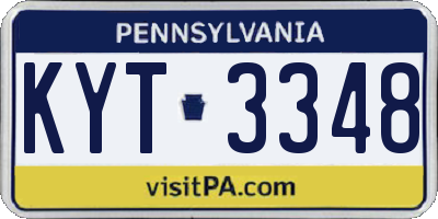 PA license plate KYT3348