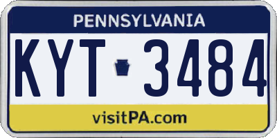PA license plate KYT3484