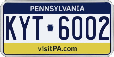 PA license plate KYT6002