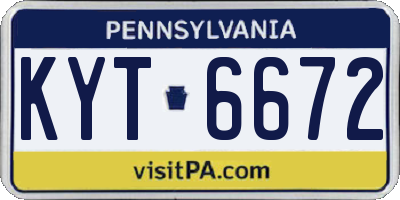 PA license plate KYT6672