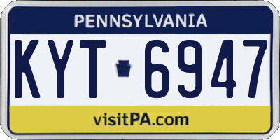 PA license plate KYT6947