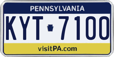 PA license plate KYT7100