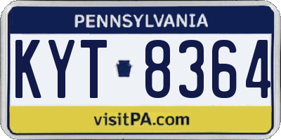 PA license plate KYT8364
