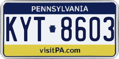 PA license plate KYT8603
