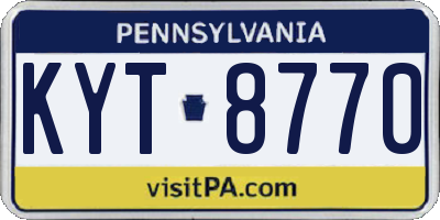 PA license plate KYT8770