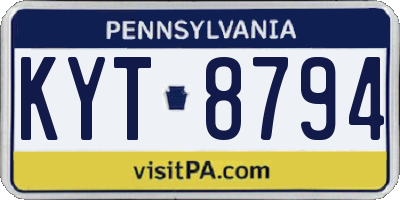 PA license plate KYT8794