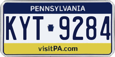 PA license plate KYT9284