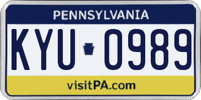 PA license plate KYU0989