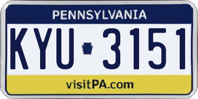 PA license plate KYU3151