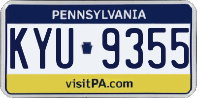 PA license plate KYU9355