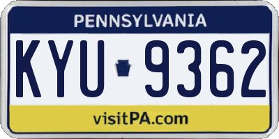 PA license plate KYU9362