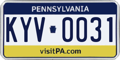 PA license plate KYV0031