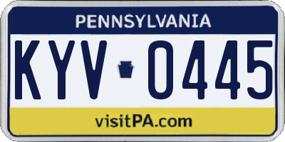 PA license plate KYV0445