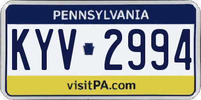 PA license plate KYV2994